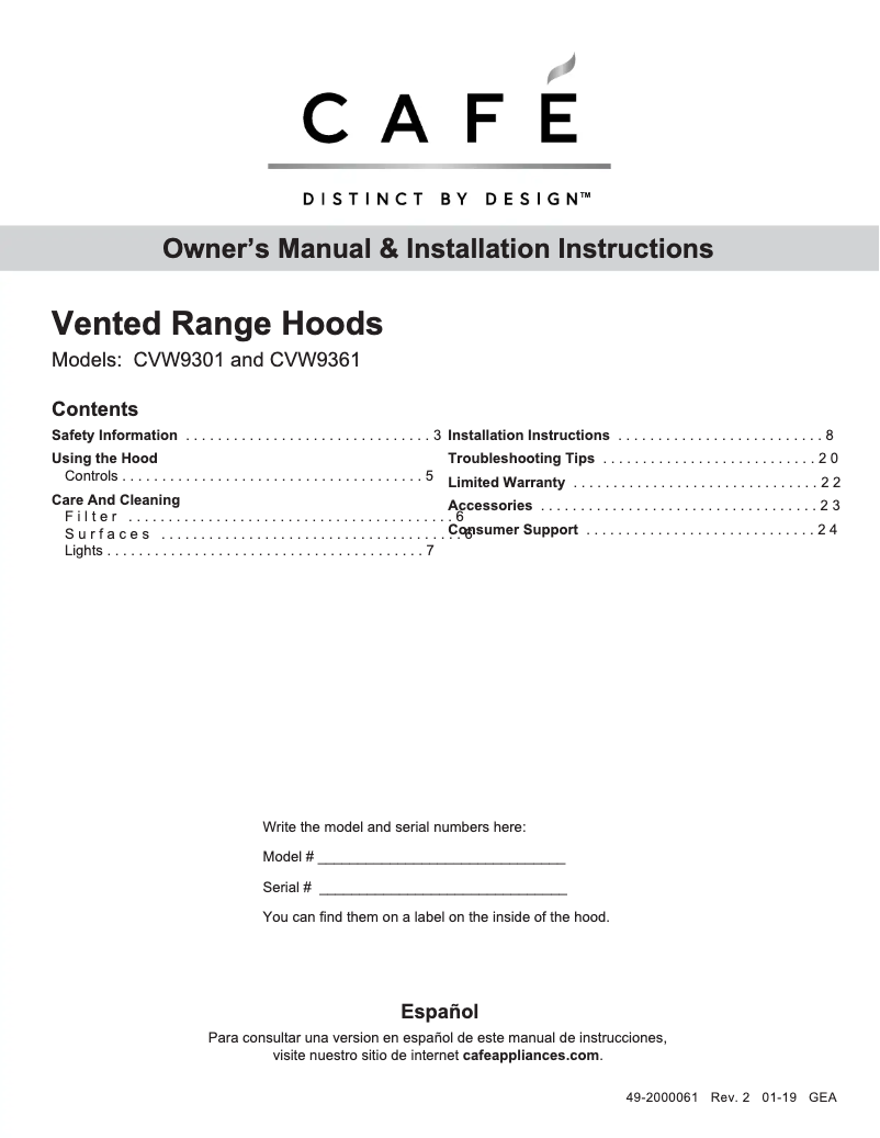 Page 1 de la notice Manuel utilisateur GE CVW93014MWM