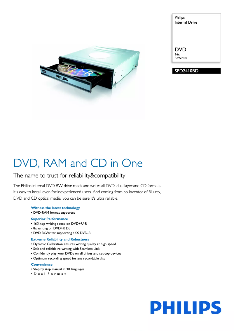 Page 1 de la notice Brochure Philips SPD2410BD