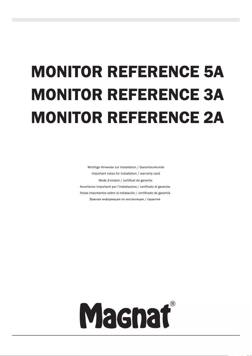 Image de la première page du manuel de l'appareil Monitor Reference 3A
