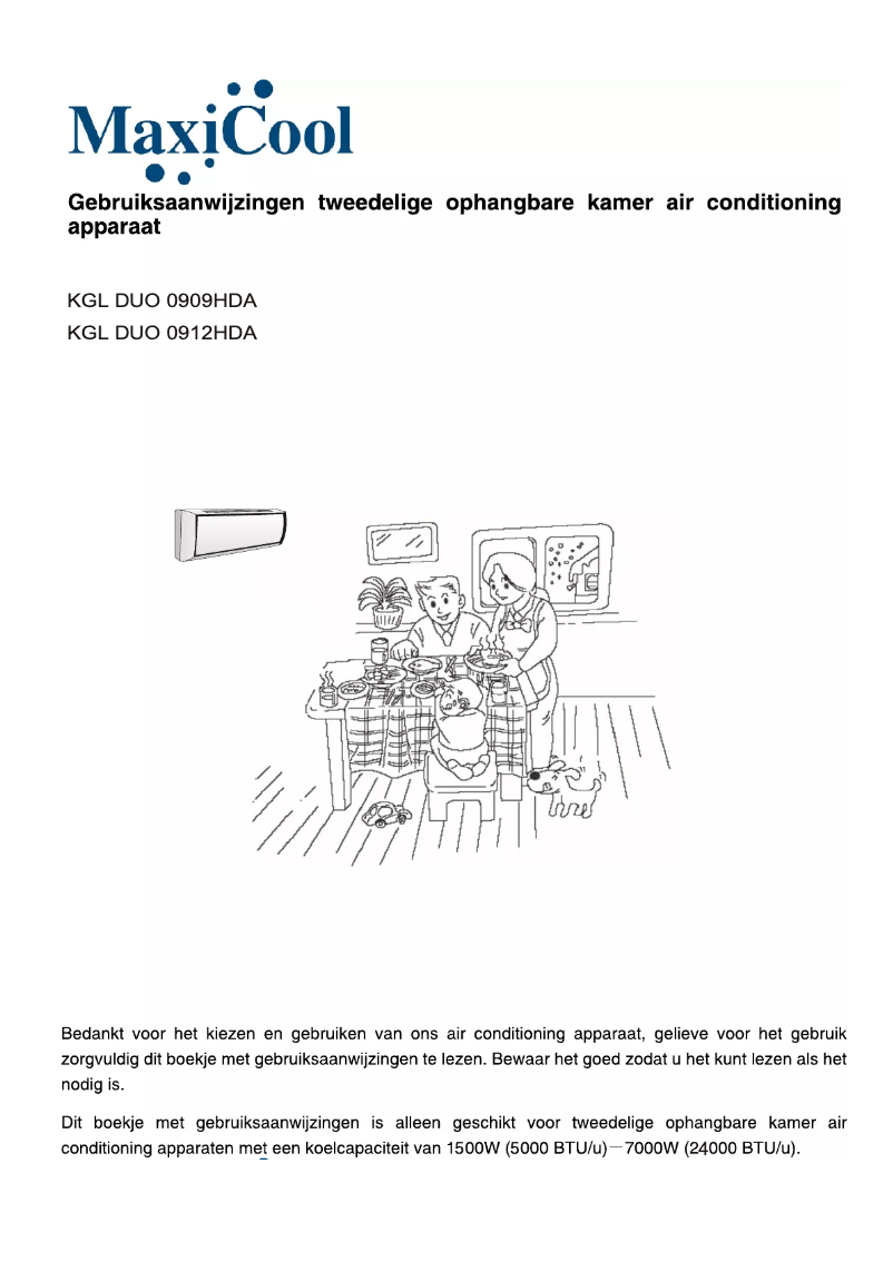 Page n°1 - Manuel utilisateur Maxicool KGL DUO 0912HDA