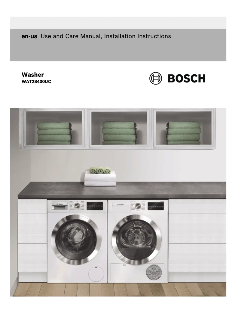 Page n°1 - Manuel d'utilisation et d'entretien Bosch WAT28400UC