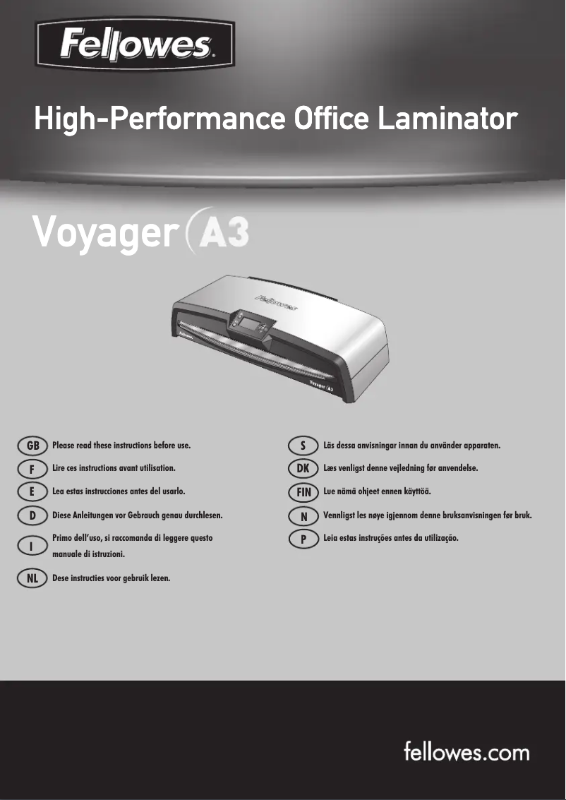 Page 1 de la notice Manuel utilisateur Fellowes Voyager
