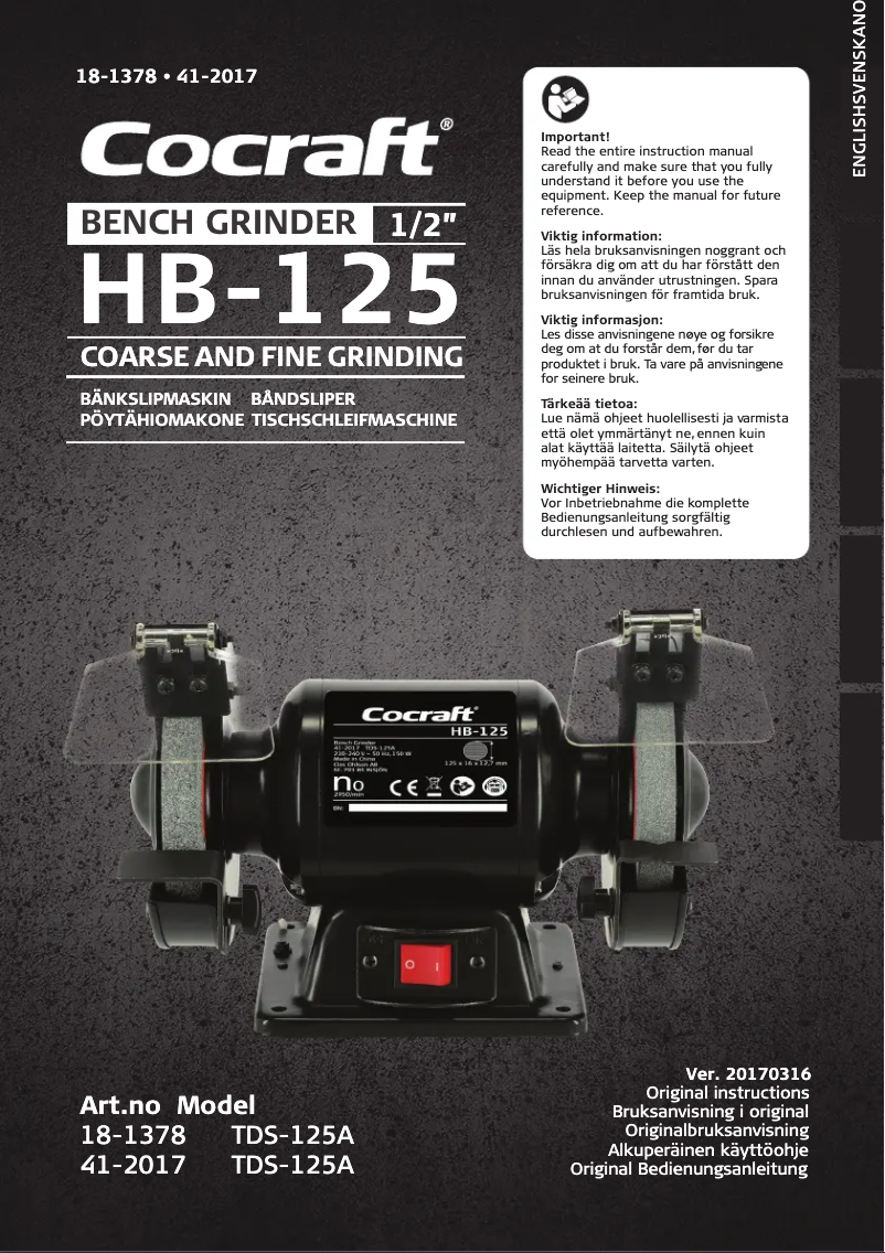 Page 1 de la notice Manuel utilisateur Cocraft HB-125