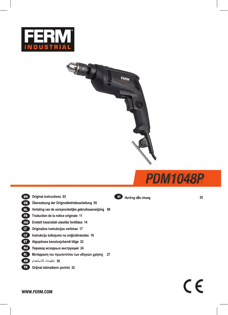 Page n°1 - Manuel utilisateur Ferm PDM1048P