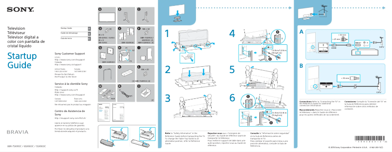 Page 1 de la notice Guide d'installation Sony XBR65X900C