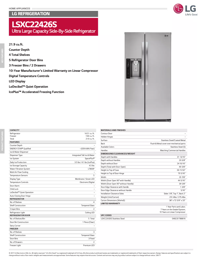 Page 1 de la notice Manuel utilisateur LG LSXC22426