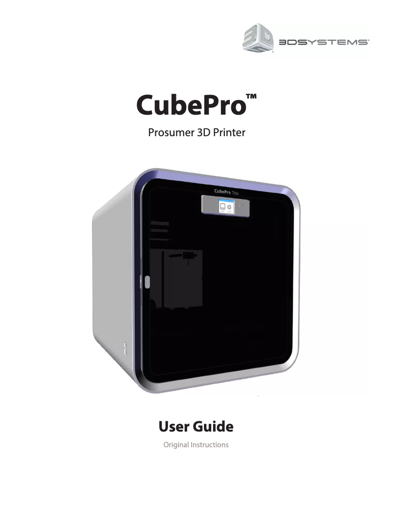 Page n°1 - Manuel utilisateur 3D Systems CubePro