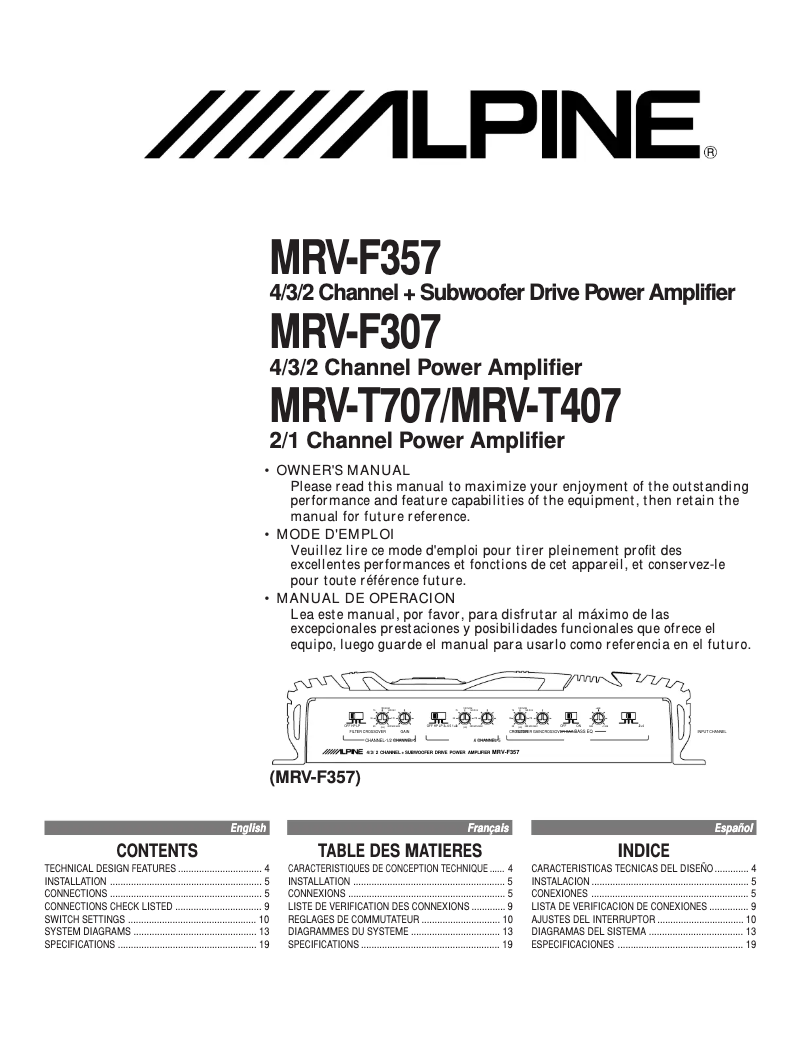 Page 1 de la notice Manuel utilisateur Alpine MRV-F357