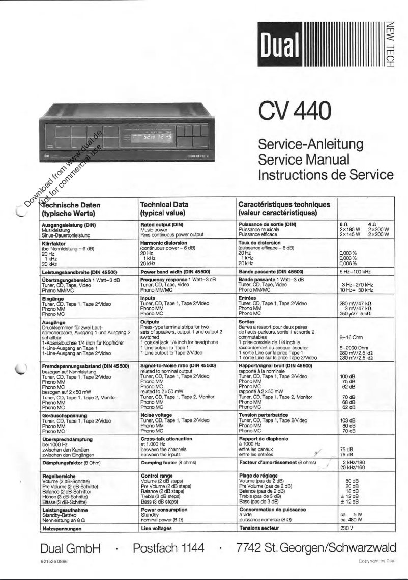 Image de la première page du manuel de l'appareil CV 440