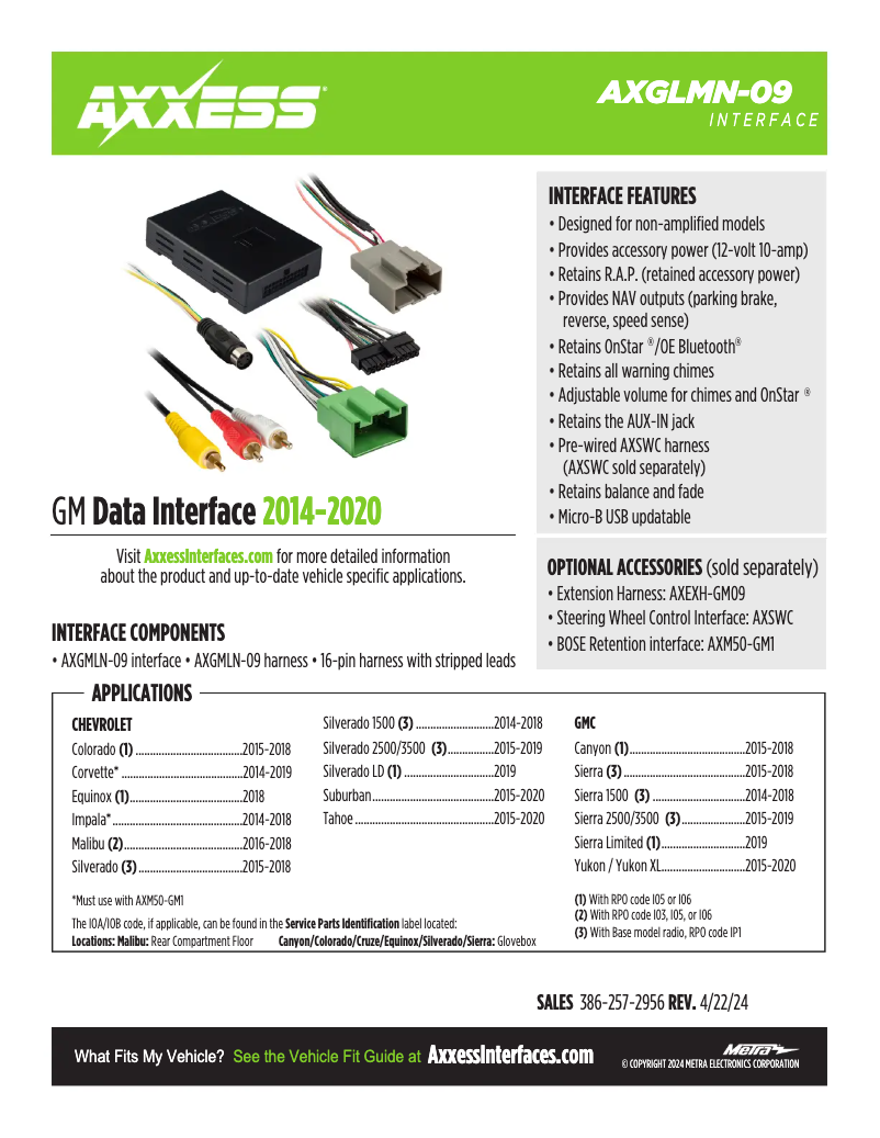 Página 1 del manual Ficha técnica AXESS AXGMLN-09