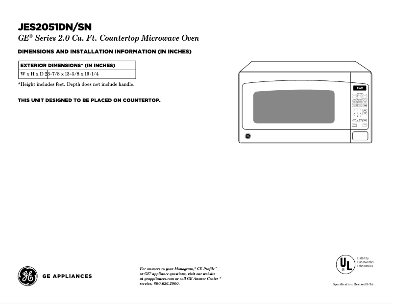 Image de la première page du manuel de l'appareil JES2051DNBB