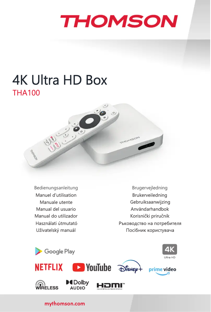 Page 1 de la notice Manuel utilisateur Thomson THA100