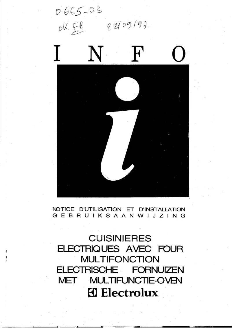 Page 1 de la notice Manuel utilisateur Electrolux EK 6468