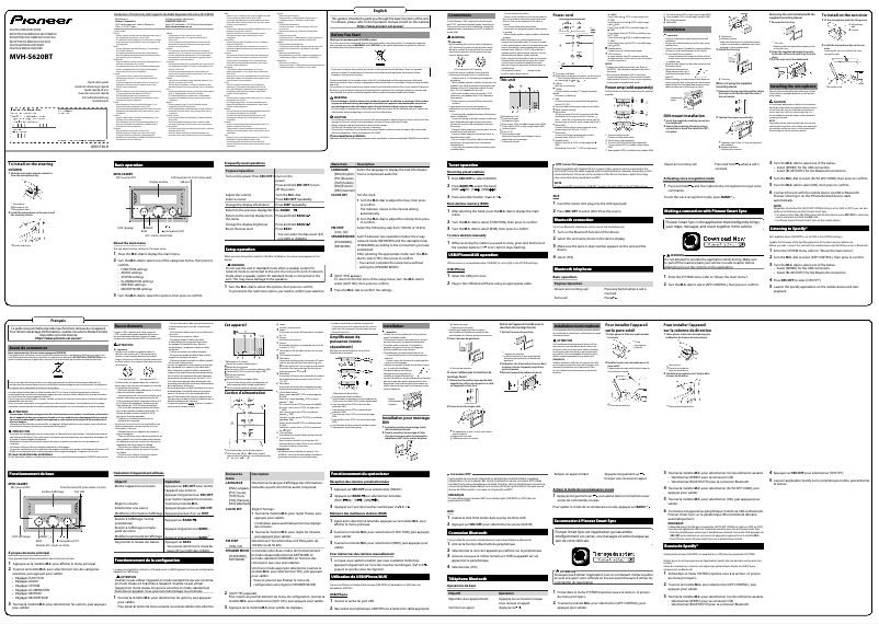 Page n°1 - Guide de démarrage rapide Pioneer MVH-S620BT