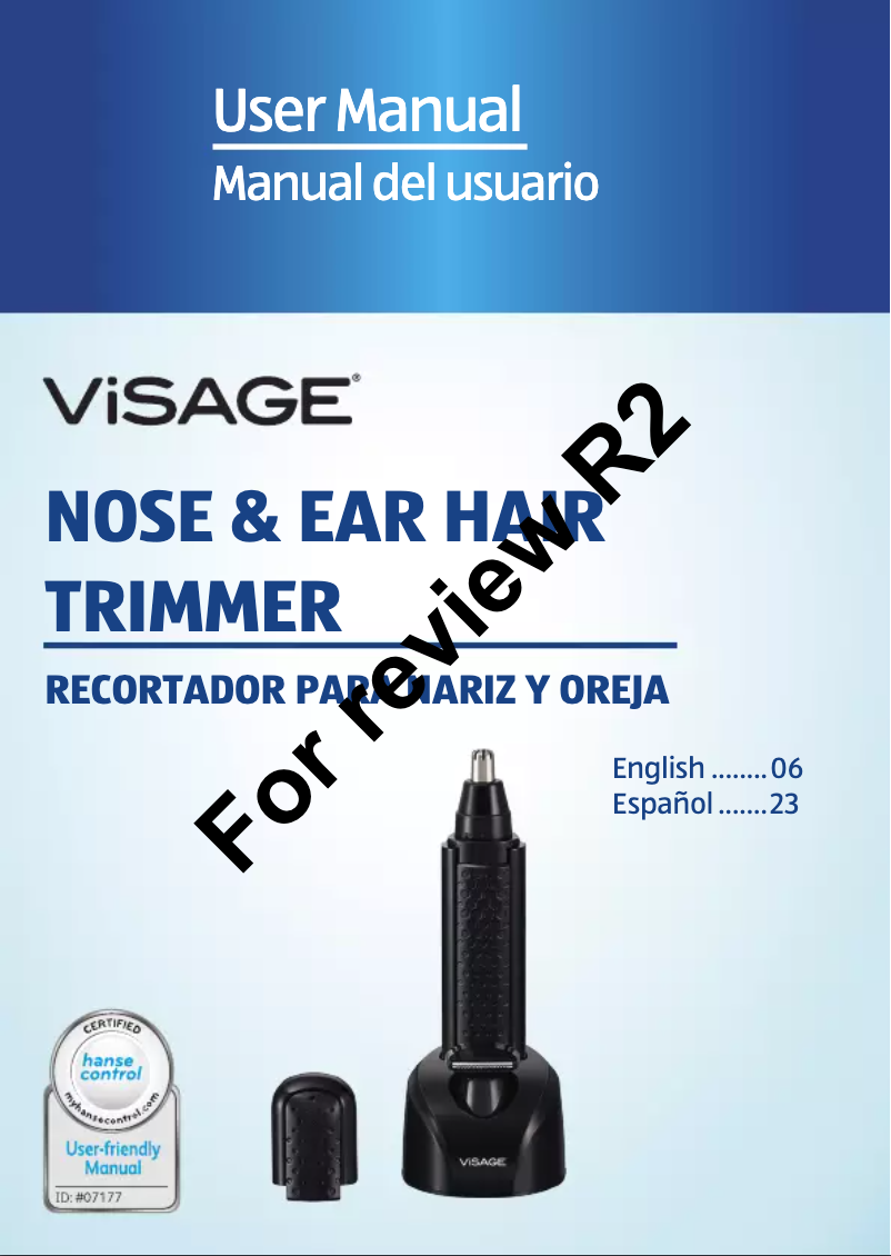 Page n°1 - Manuel utilisateur Visage Nose & Ear Hair Trimmer 94140