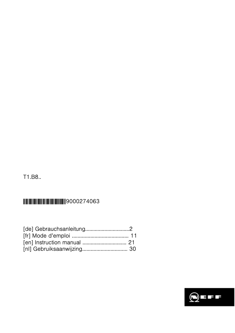Page n°1 - Manuel utilisateur Neff T 14B82 NO