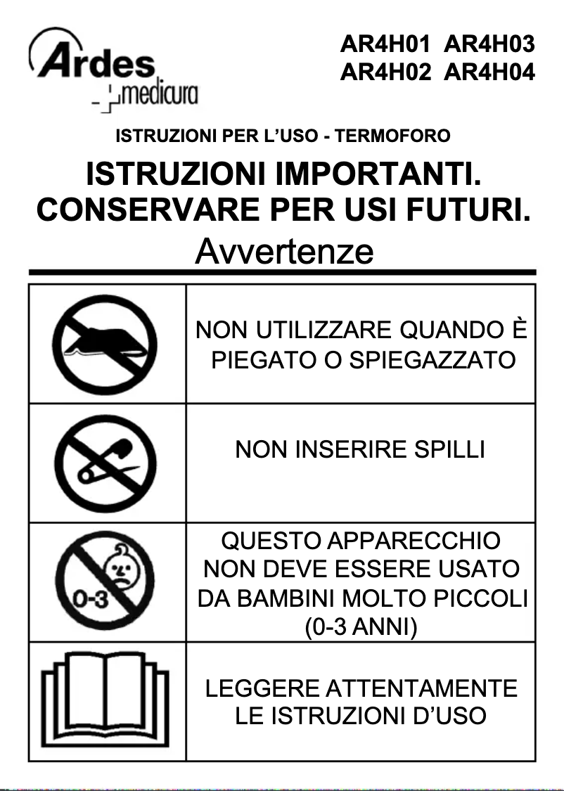 Image de la première page du manuel de l'appareil AR4H01