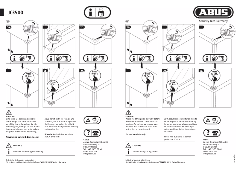 Image de la première page du manuel de l'appareil JC3500