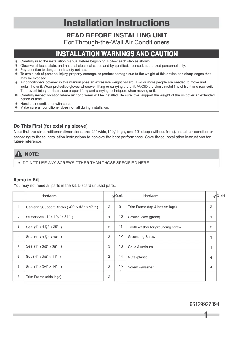 Image de la première page du manuel de l'appareil FFTA1233U1