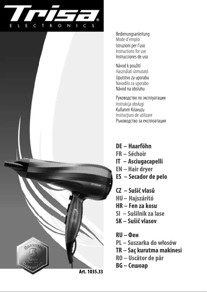 Image de la première page du manuel de l'appareil Tourmaline Twister 1035.33