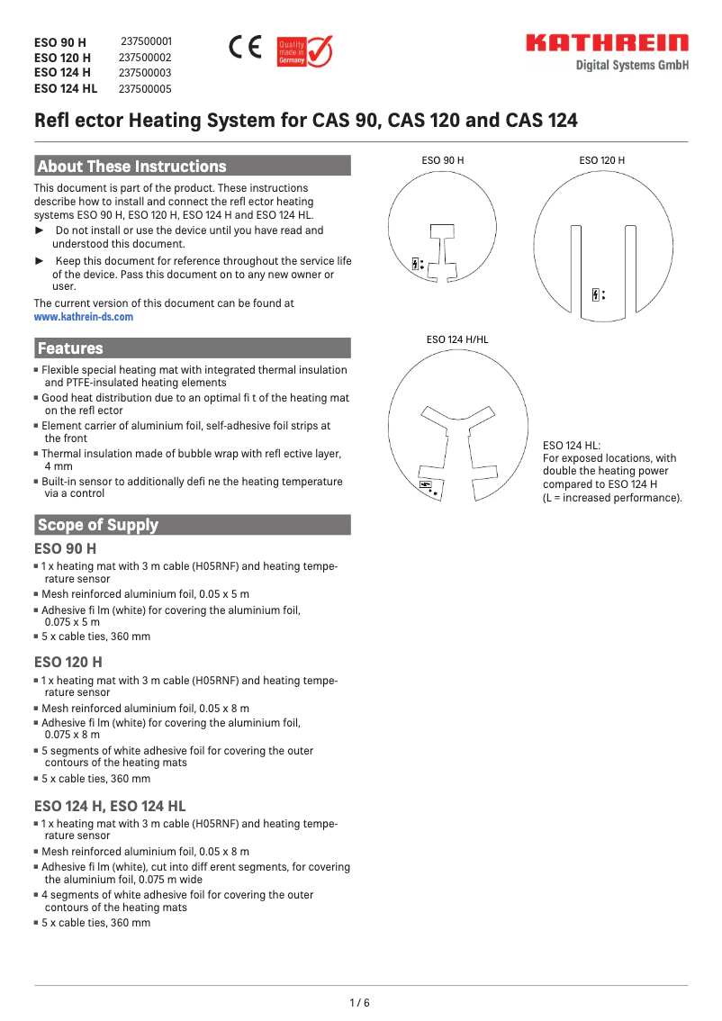 Page 1 de la notice Manuel utilisateur Kathrein ESO 124 HL