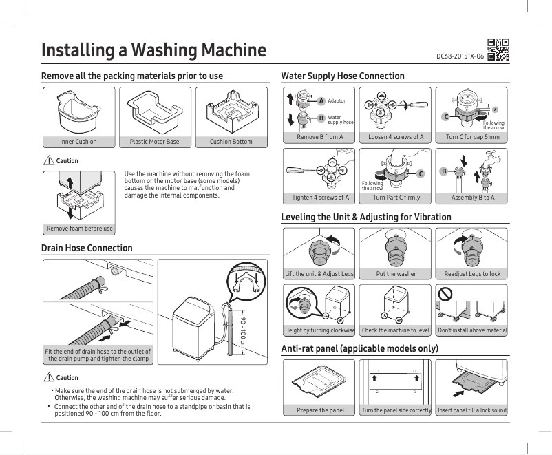 Page n°1 - Guide d'installation Samsung WA85R6350BW