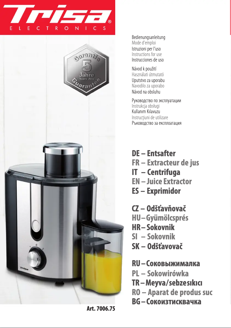 Image de la première page du manuel de l'appareil Vital Juicer 7006