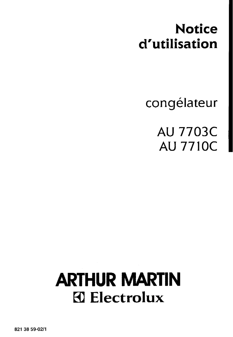 Page n°1 - Manuel utilisateur Arthur Martin-Electrolux AU 7710 C