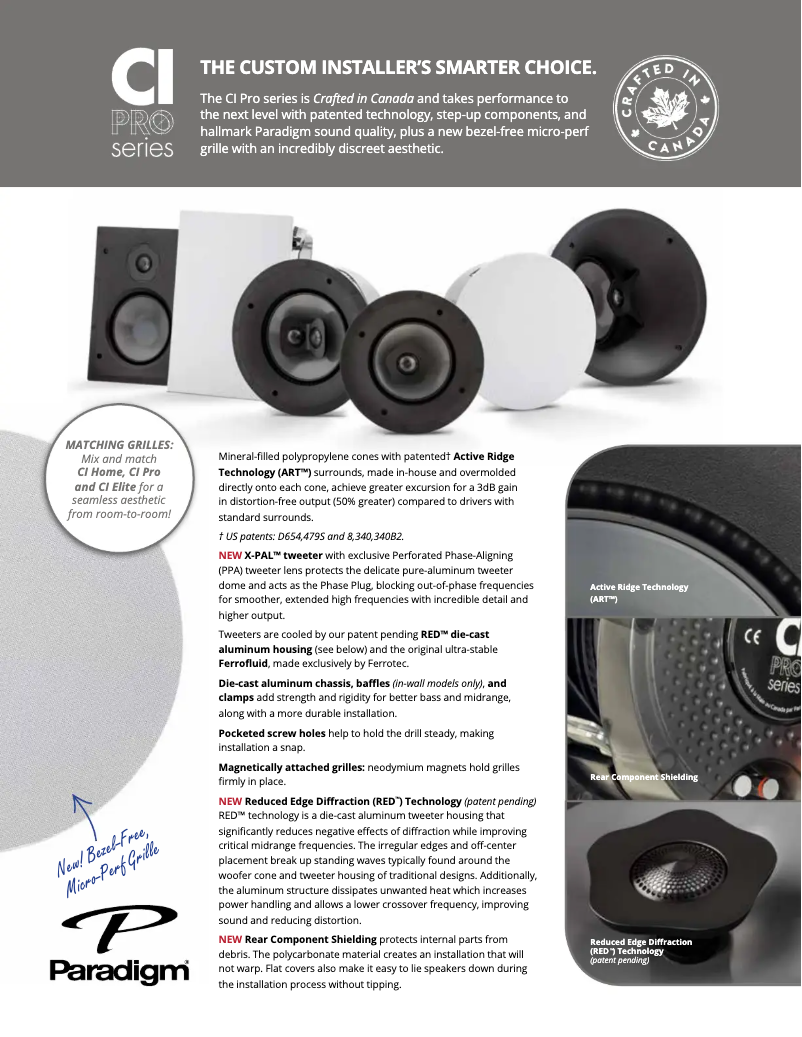 Page 1 of the manual Technical Sheet Paradigm CI Pro P80-R
