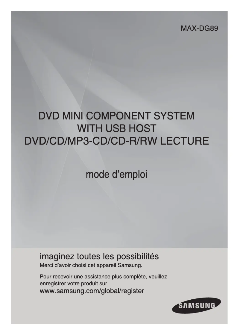 Page 1 de la notice Manuel utilisateur Samsung MAX-DG89