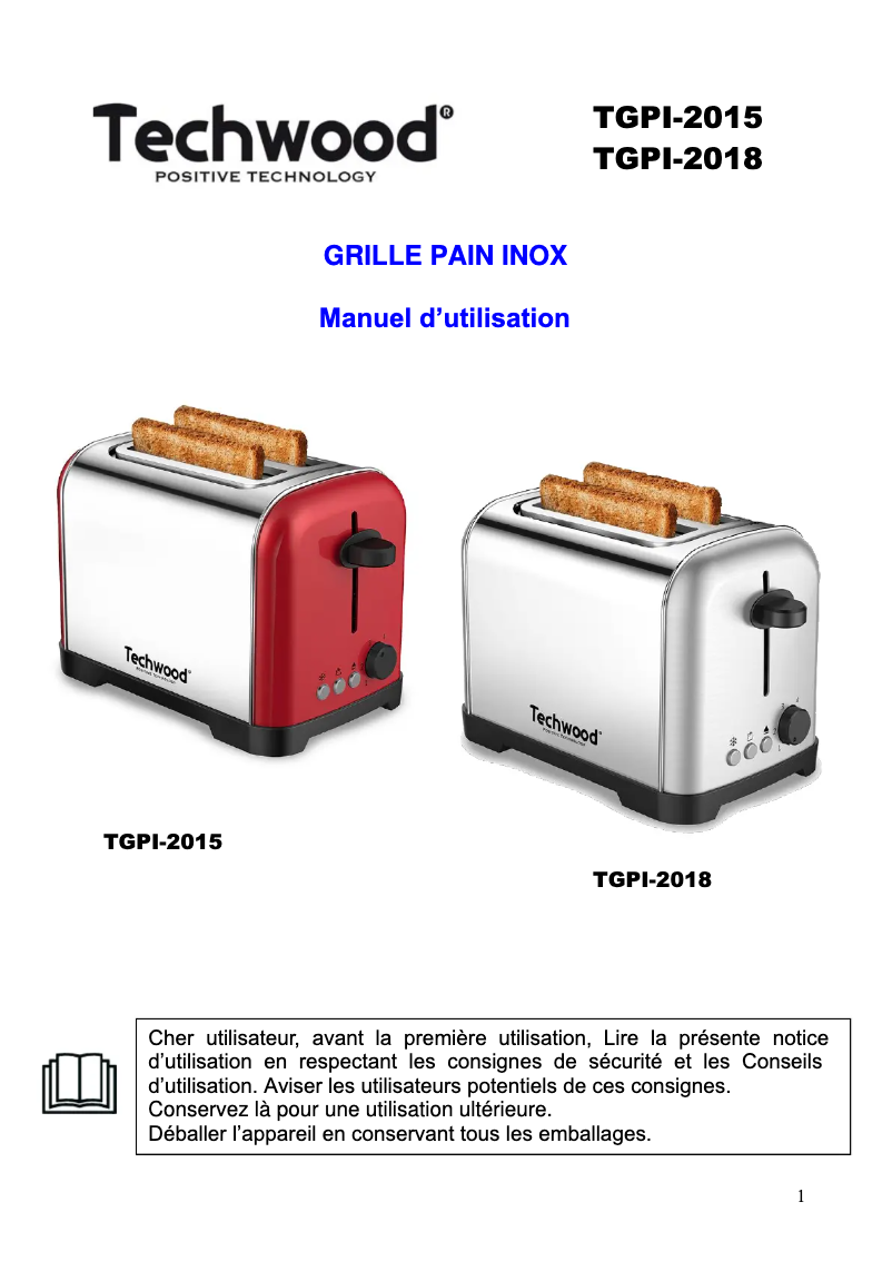 Page n°1 - Manuel utilisateur Techwood TGPI-703