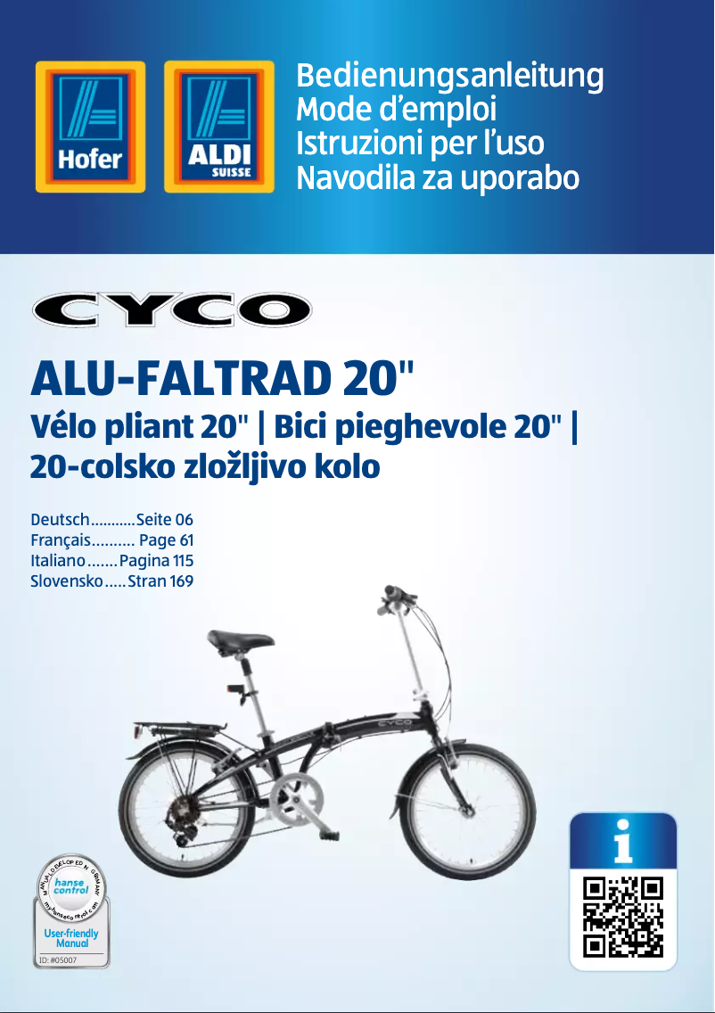 Page 1 de la notice Manuel utilisateur Cyco AHK0316