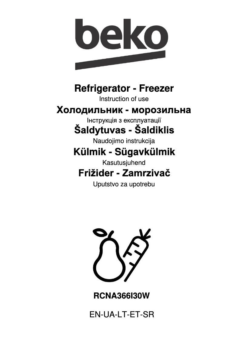 Page 1 de la notice Manuel utilisateur Beko RCNA366I30W