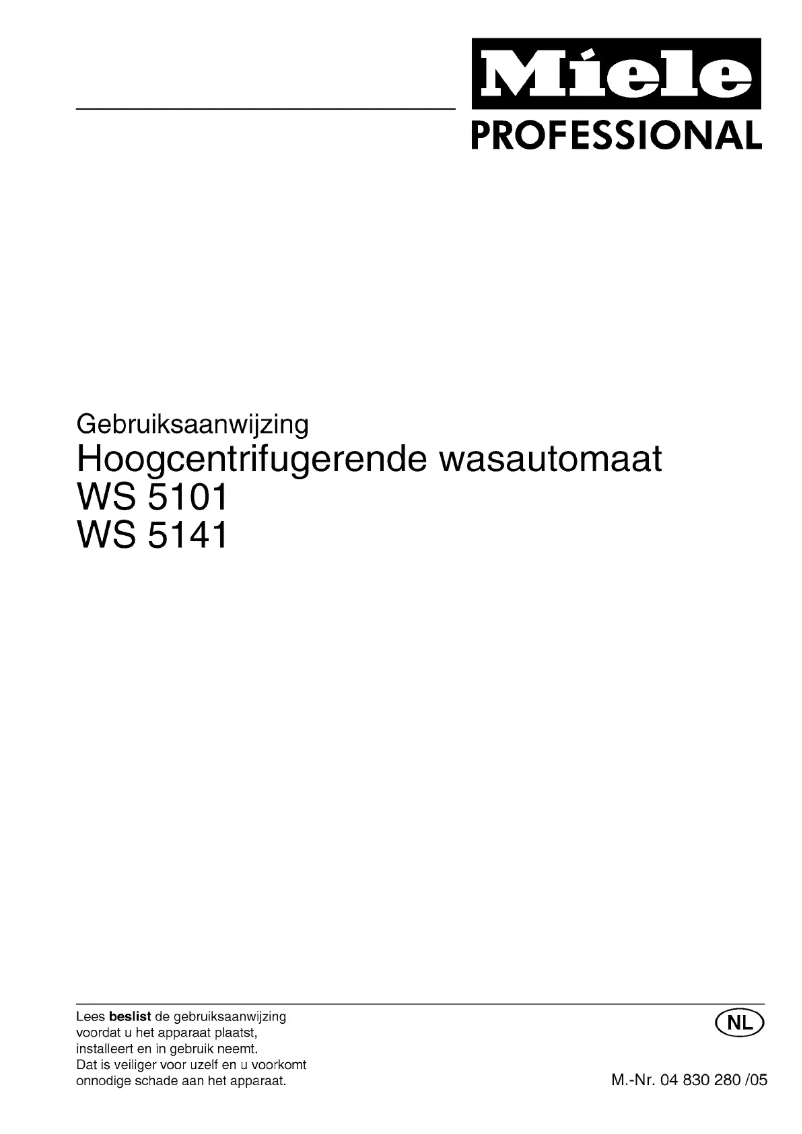 Page n°1 - Manuel utilisateur Miele WS 5141