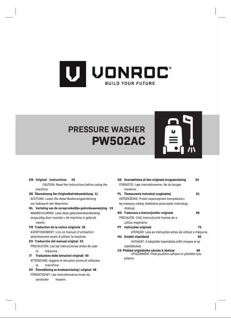 Page n°1 - Manuel utilisateur Vonroc PW502AC