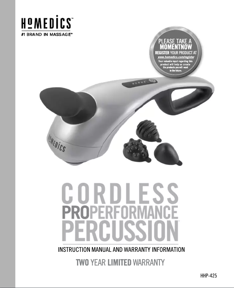 Page n°1 - Manuel utilisateur Homedics HHP-425