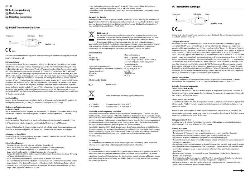 Page 1 de la notice Manuel utilisateur Kerbl 2130