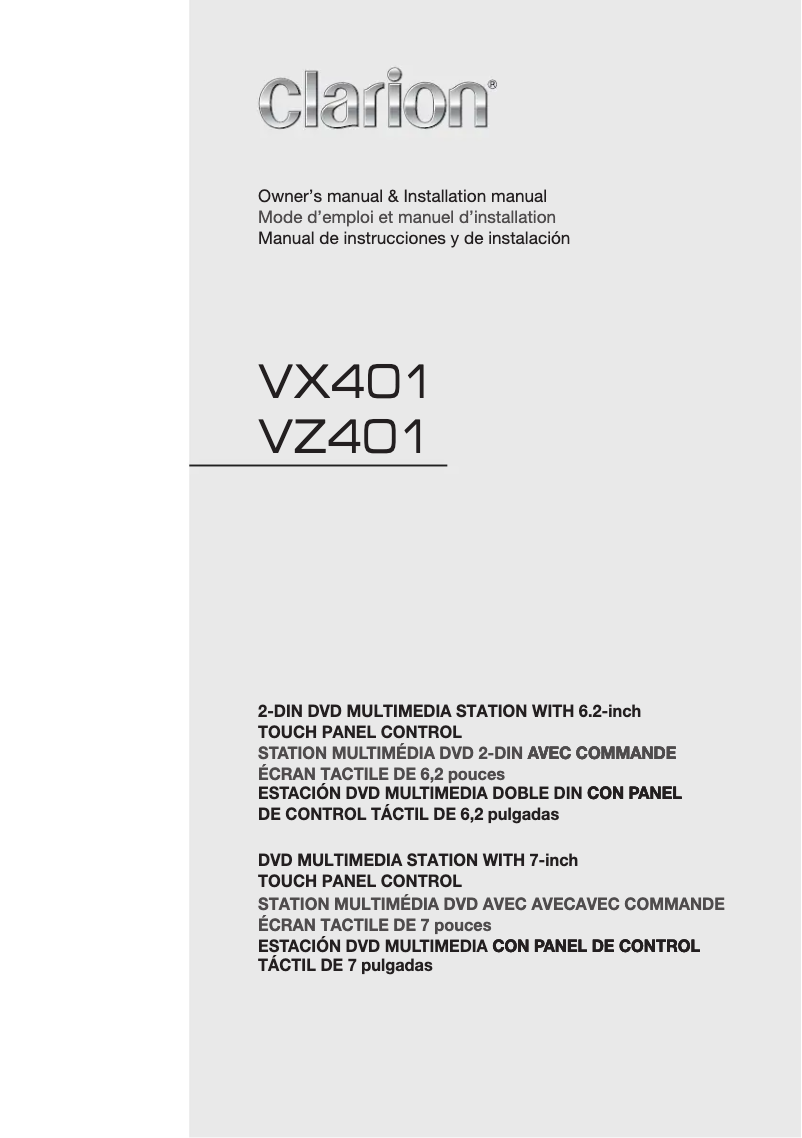 Page n°1 - Manuel utilisateur Clarion VZ401