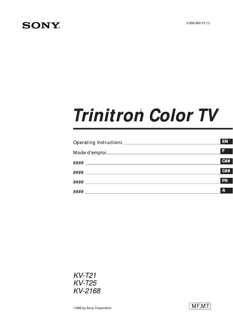 Page 1 de la notice Manuel utilisateur Sony KV-2168MTJ