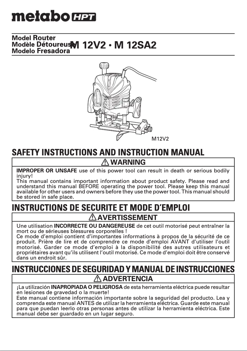Page 1 de la notice Manuel utilisateur HiKOKI M 12V2