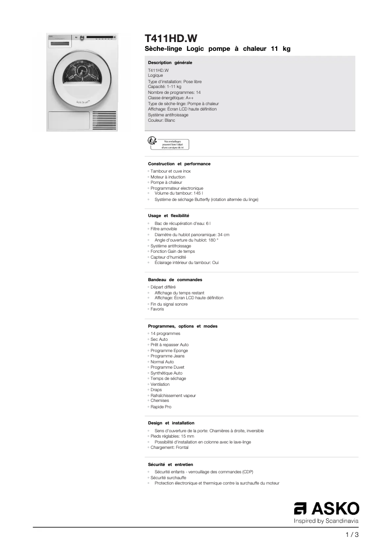 Image de la première page du manuel de l'appareil T411HD.W