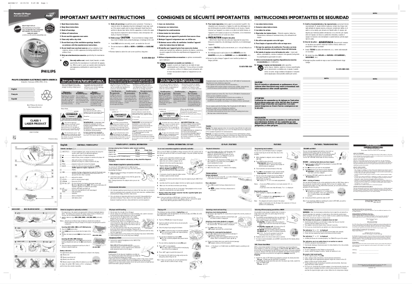 Page 1 de la notice Manuel utilisateur Philips AX3312