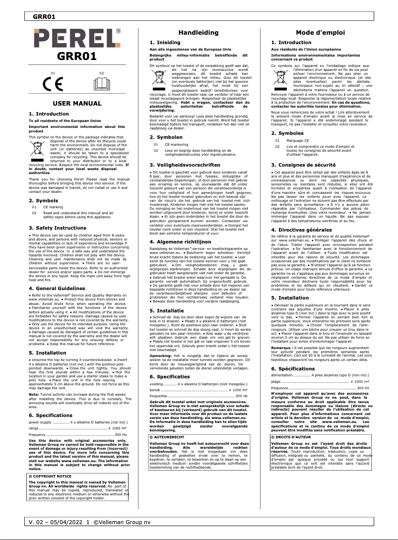 Image de la première page du manuel de l'appareil GRR01