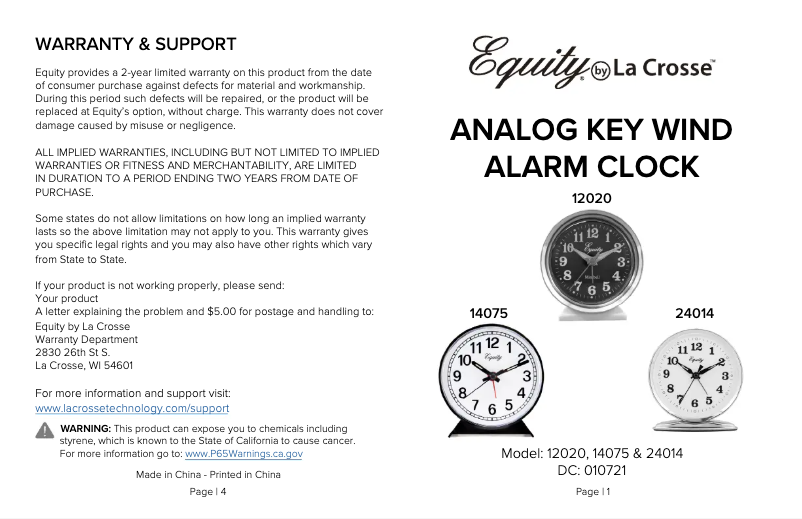 Page 1 de la notice Manuel utilisateur La Crosse Technology 12020