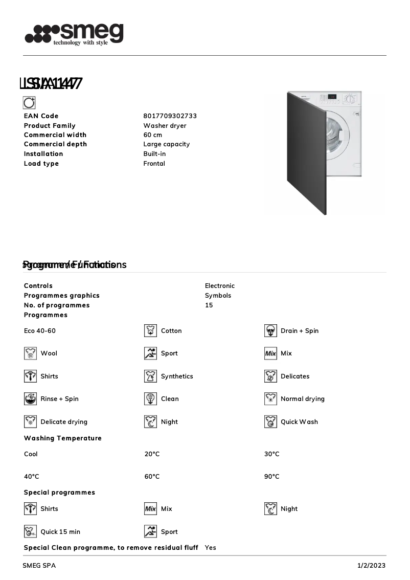 Page 1 de la notice Brochure Smeg LSIA147