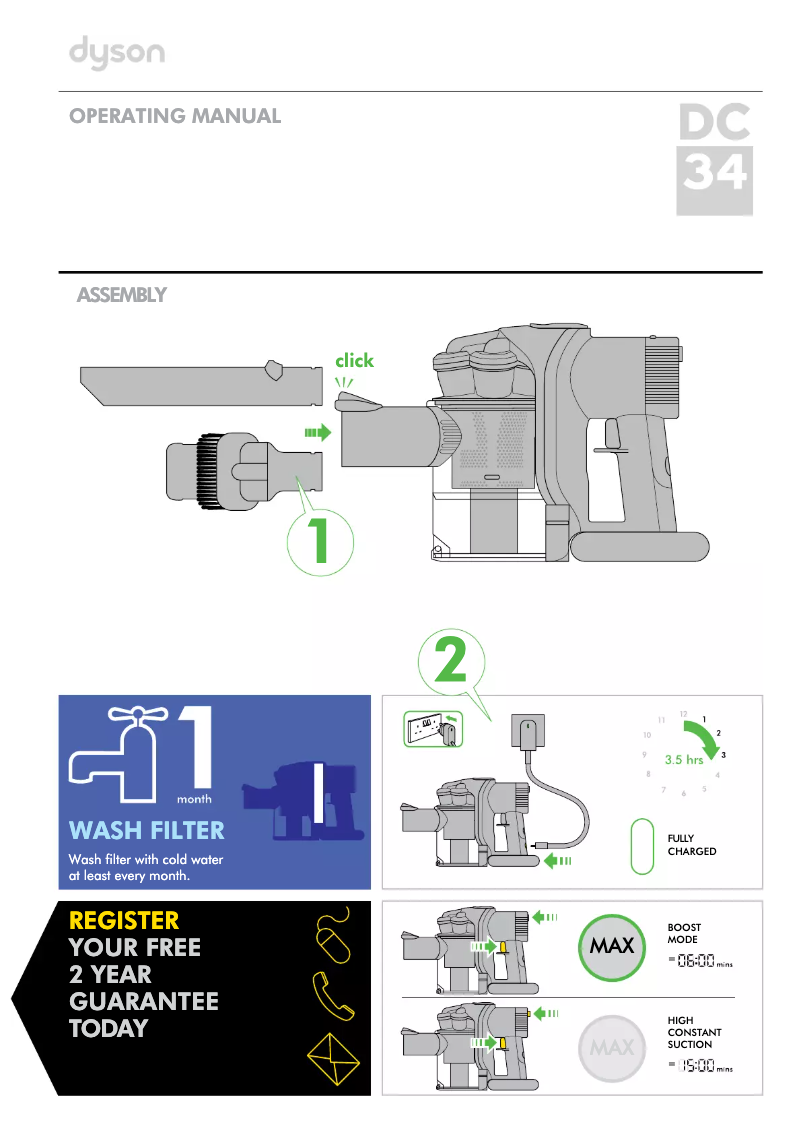 Page 1 of the manual User Manual Dyson DC34 Extra