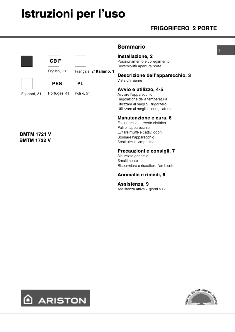 Page 1 de la notice Manuel utilisateur Hotpoint Ariston MTM 1722 V B
