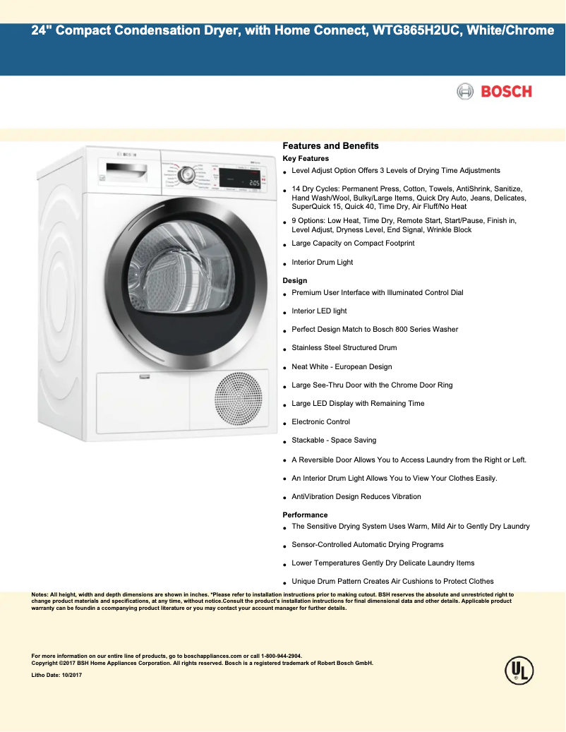 Page n°1 - Fiche technique Bosch WTG865H2
