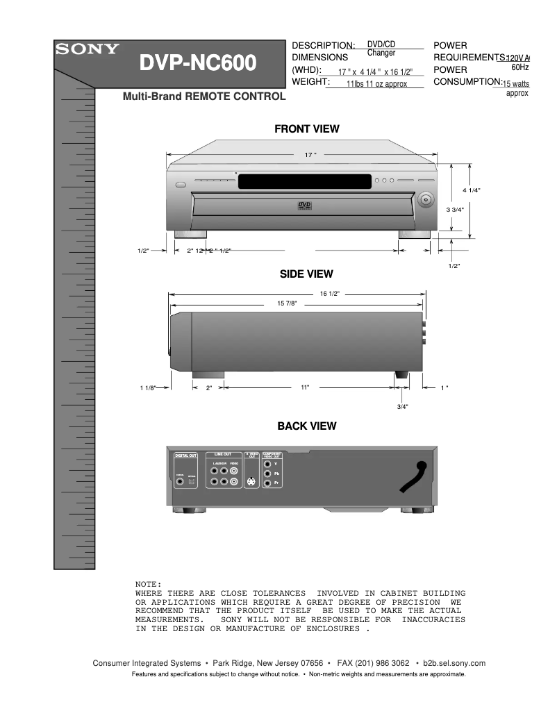 Image de la première page du manuel de l'appareil DVP-NC600