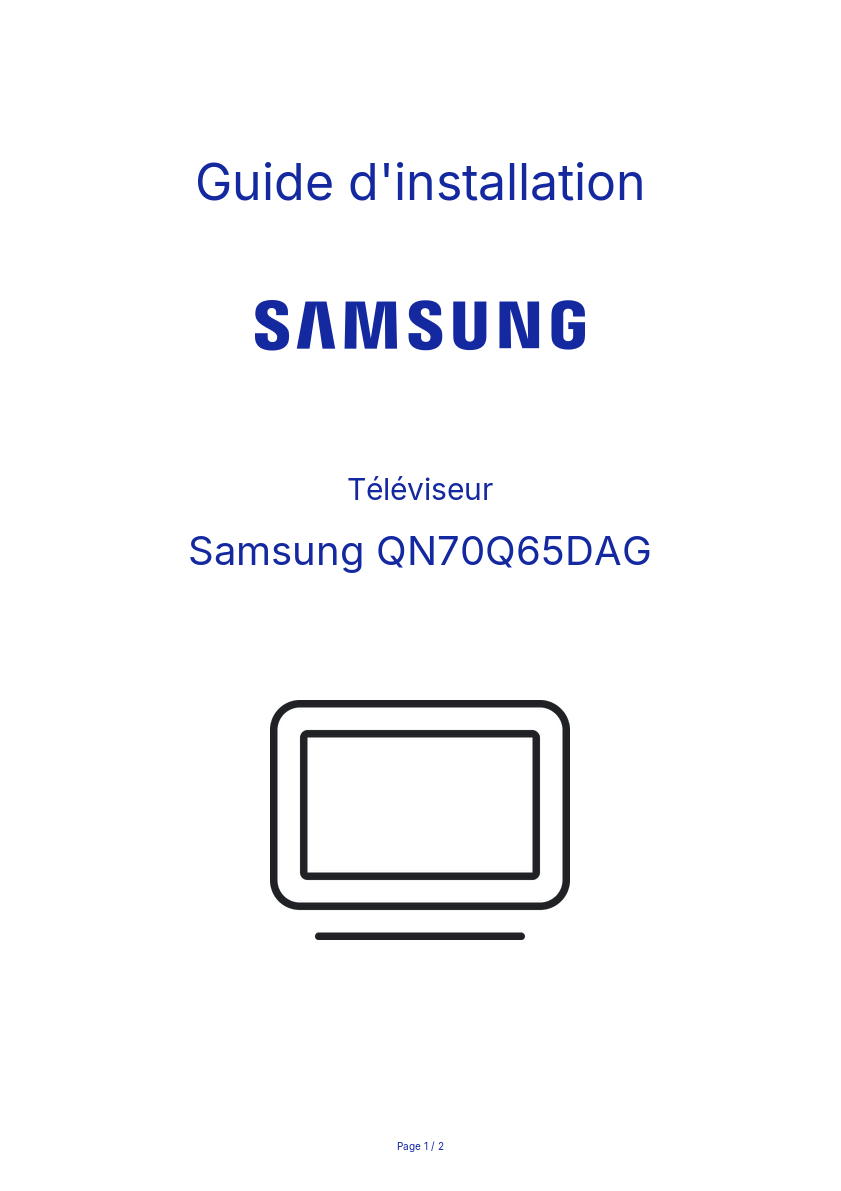 Page n°1 - Guide d'installation Samsung QN70Q65DAG